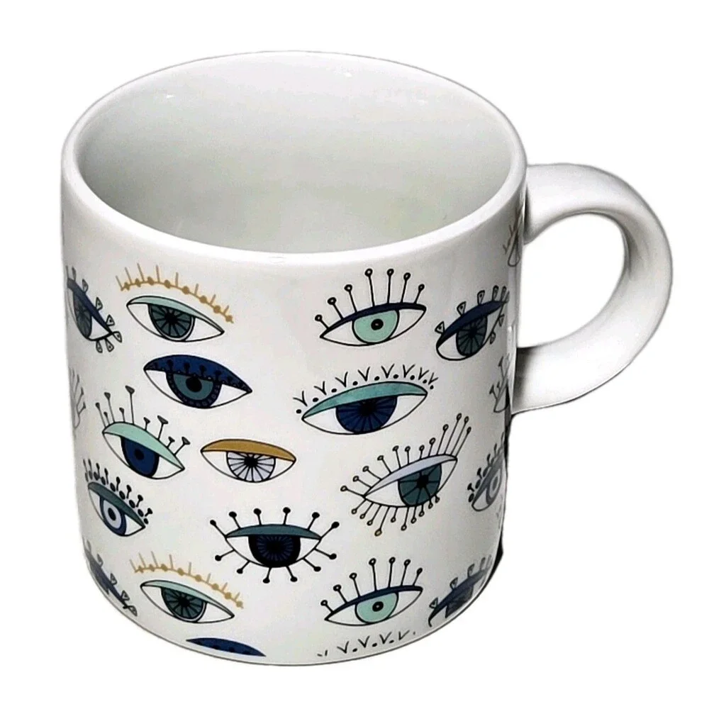 Evil Eye Coffee Mug Tea Latte Cup Ritual Insight Boho Hamsa Protection